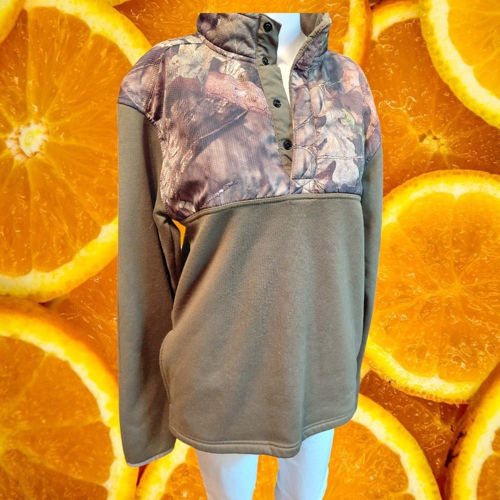 Habit Men's Camo Pullover Fleece Hunting Outdoors M/M Medium‎ Olive Green